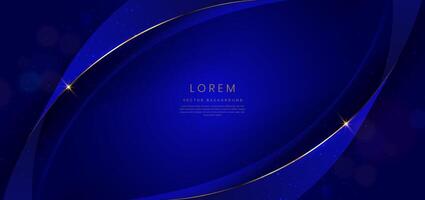 Abstract curved blue shape on dark blue background with lighting effect and copy space for text. Luxury design style. vector