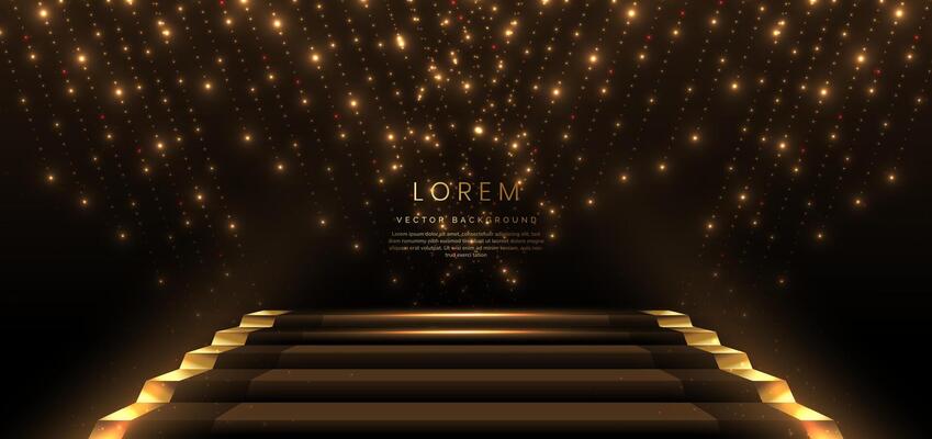 Elegant golden scene dot diagonal glowing with lighting effect sparkle on black background. Template premium award design.