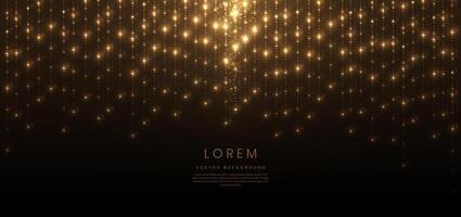 Abstract elegant gold glowing line with lighting effect sparkle on black background. Template premium award design. vector
