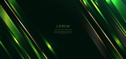 Abstract elegant dark green speed lines background and lighting effect sparkle. Luxury template design. vector