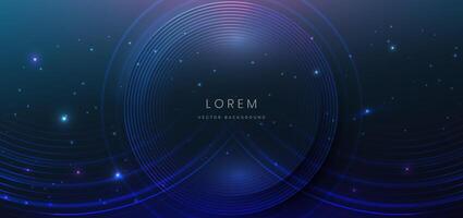 Abstract technology futuristic neon circle with glitter light and glowing effect on dark blue background. vector