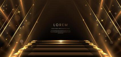 Elegant golden scene dot diagonal glowing with lighting effect sparkle on black background. Template premium award design. vector