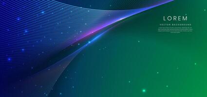 Abstract blue glowing lines curved overlapping background. Technology communication, innovation future tech datadesign. vector