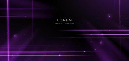 Abstract purple light rays on black background with lighting effect and bokeh. vector