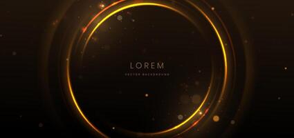 Abstract luxury golden circles lines overlapping on dark blue background with lighting effect and sprkle. Template premium award design. vector