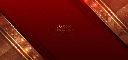 Abstract elegant red background with golden line and lighting effect sparkle. Luxury template award design. vector