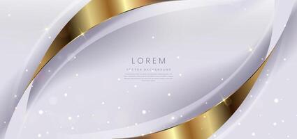 Luxury gold and white curved lines background and lighting effect sparkle. You can use for ad, poster, template, business presentation. vector