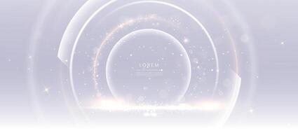 Abstract gold and white circles lines on grey background. with lighting effect sparkle. Template premium award design. vector