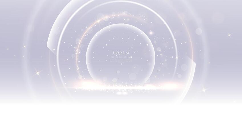 Abstract gold and white circles lines on grey background. with lighting effect sparkle. Template premium award design.