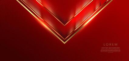 Abstract gold triangles lines on dark red background with lighting effect and sparkle with copy space for text. Luxury award design style. vector