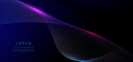 Abstract blue glowing lines curved overlapping background. Technology communication, innovation future tech datadesign. vector