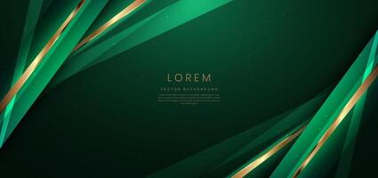 Abstract elegant dark green background with golden glowing effect. Template premium award design. vector