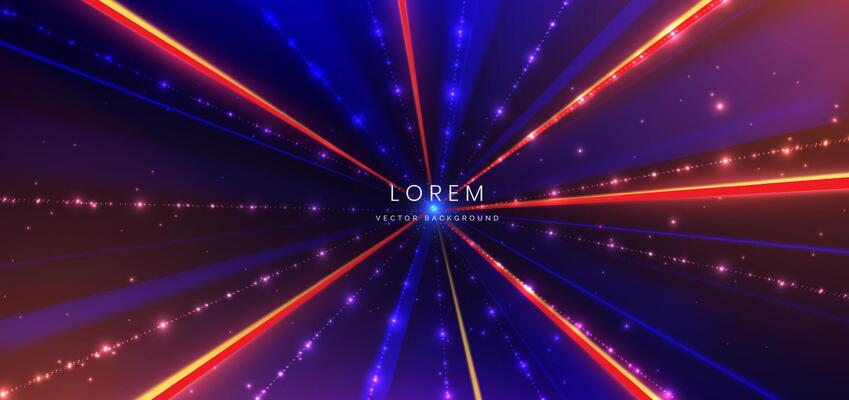 Abstract technology futuristic glowing neon blue and red light ray on dark blue background with lighting effect.