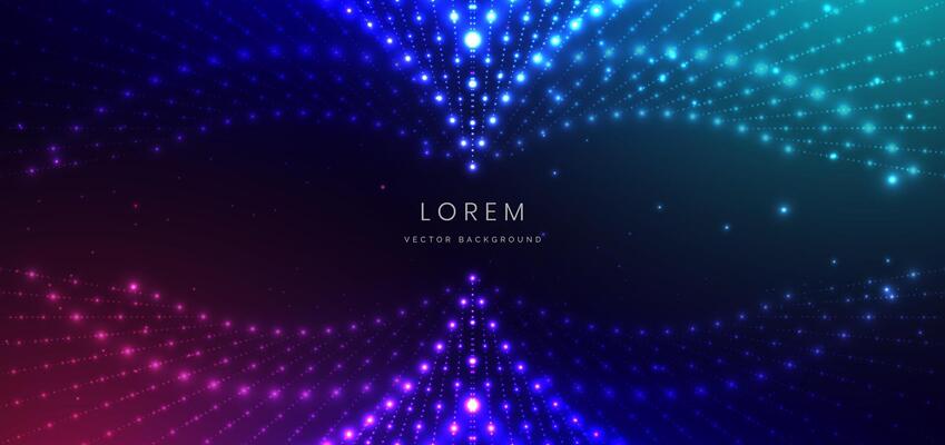 Abstract blue and pink dot lighting effect on dark background with lighting effect.