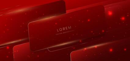 Luxury red square elegant on red background with golden lines and light effect. Template award design. vector