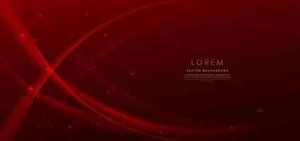 Abstract curved red shape on red background with lighting effect and copy space for text. Luxury design style. vector