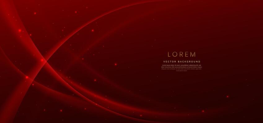 Abstract curved red shape on red background with lighting effect and copy space for text. Luxury design style.