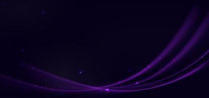 Elegant purple curved line on purple background with lighting effect and with copy space for text. Luxury design style. vector