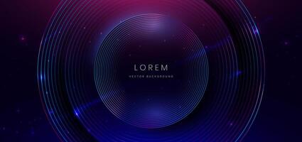 Abstract technology futuristic neon circle with glitter light and glowing effect on dark blue background. vector