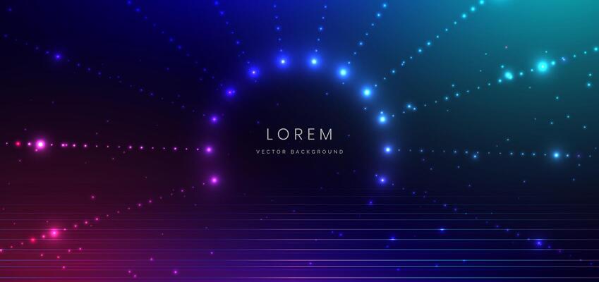 Abstract technology futuristic horizontal glowing lines neon blue and pink light ray on dark blue background with lighting effect.