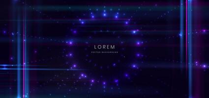 Abstract technology futuristic glowing dot with high-speed effect on dark blue background. vector