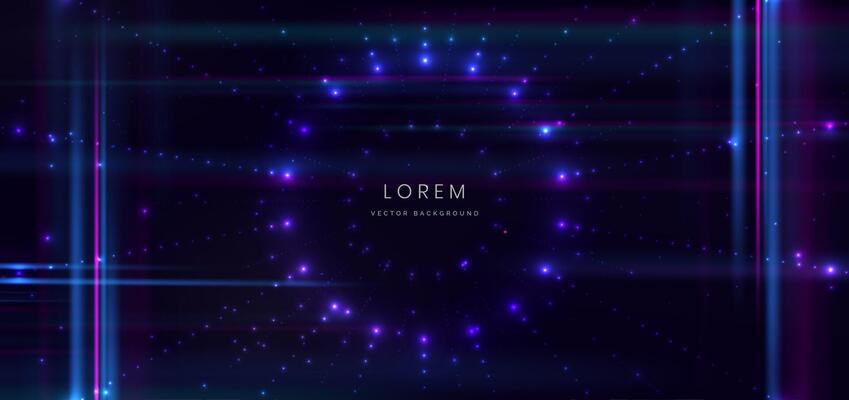 Abstract technology futuristic glowing dot with high-speed effect on dark blue background.