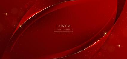 Abstract curved red shape on red background with lighting effect and copy space for text. Luxury design style. vector