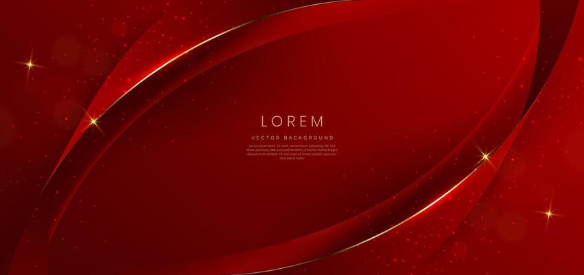 Abstract curved red shape on red background with lighting effect and copy space for text. Luxury design style.