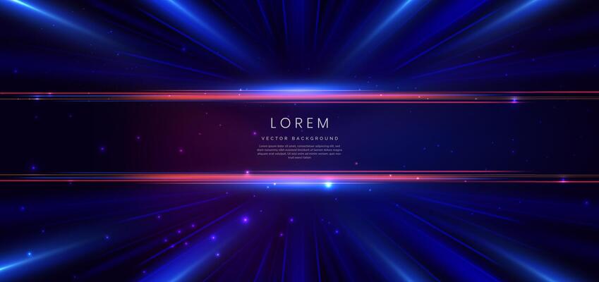 Abstract technology futuristic glowing neon blue light ray on dark blue background with lighting effect.