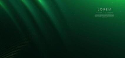 Luxury green background with curved line decoration texture. Luxury template design style. vector