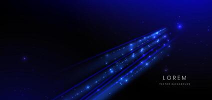 Abstract technology futuristic glowing neon blue light ray on dark blue background with lighting effect. vector