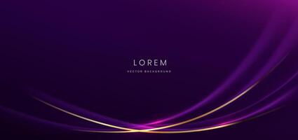 Elegant purple curved line on purple background with lighting effect and with copy space for text. Luxury design style. vector