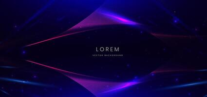 Abstract technology futuristic glowing wave light lines with speed motion movingon dark blue background. vector