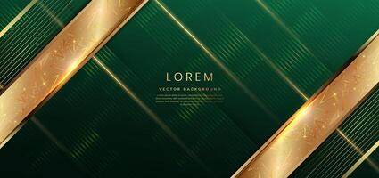 Abstract elegant green background with golden line and lighting effect. Luxury template award design. vector