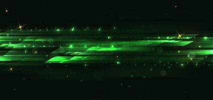 Abstract green dot lighting effect and geometric on dark green background with lighting effect and bokeh. vector