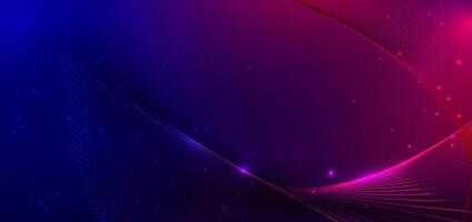 Abstract blue and pink glowing lines curved overlapping background. Template premium award design. vector
