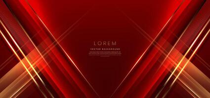 Abstract elegant red background with golden line and lighting effect sparkle. Luxury template award design. vector