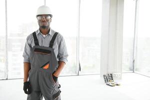 Portrait of a worker in a construction site photo