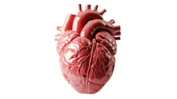 Glossy anatomically correct heart shaped on the transparent background, Format png