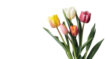 Minimalist bouquet of tulips in soft pastel on the transparent background, Format png
