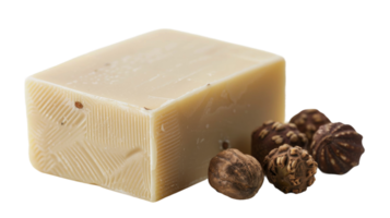 Close-up of a shea butter soap bar on the transparent background, Format png
