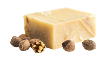 Close-up of a soap bar made from shea butter on the transparent background, Format png