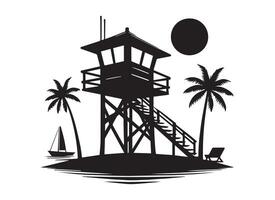 silhouette of a lifeguard tower in black on a white background. vector