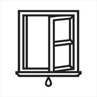 A line-drawn illustration of a window or mirror in black and white. vector