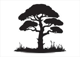 Various types of Vintage woodland pine trees with ground soil silhouette vector