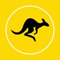 Kangaroo jump symbol abstract beautiful yellow background illustration design vector