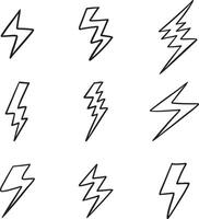 Thunder bolt spark icon collection vector