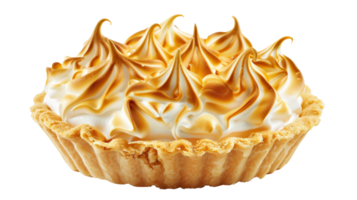 Lemon meringue pie with a crispy crust on the transparent background, Format png