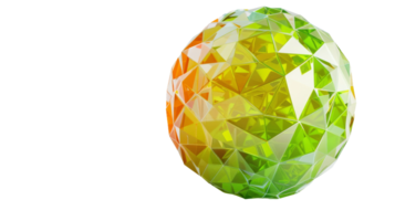 A neon green and orange geometric plastic planet. on the transparent background, Format png