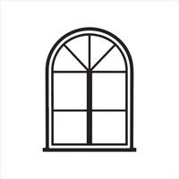 A line-drawn illustration of a window or mirror in black and white. vector